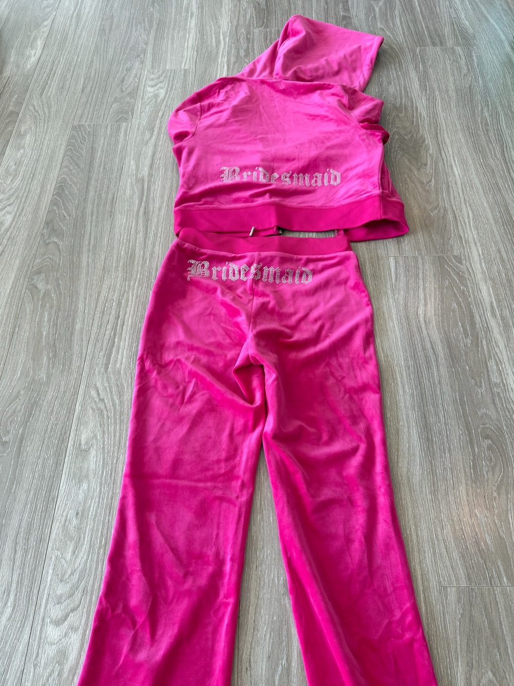 Juicy Couture Hot Pink Velour Bridesmaid Rhinestone Tracksuit Set Y2K